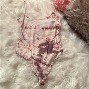 Pink and purple tie dye tank top bodysuit